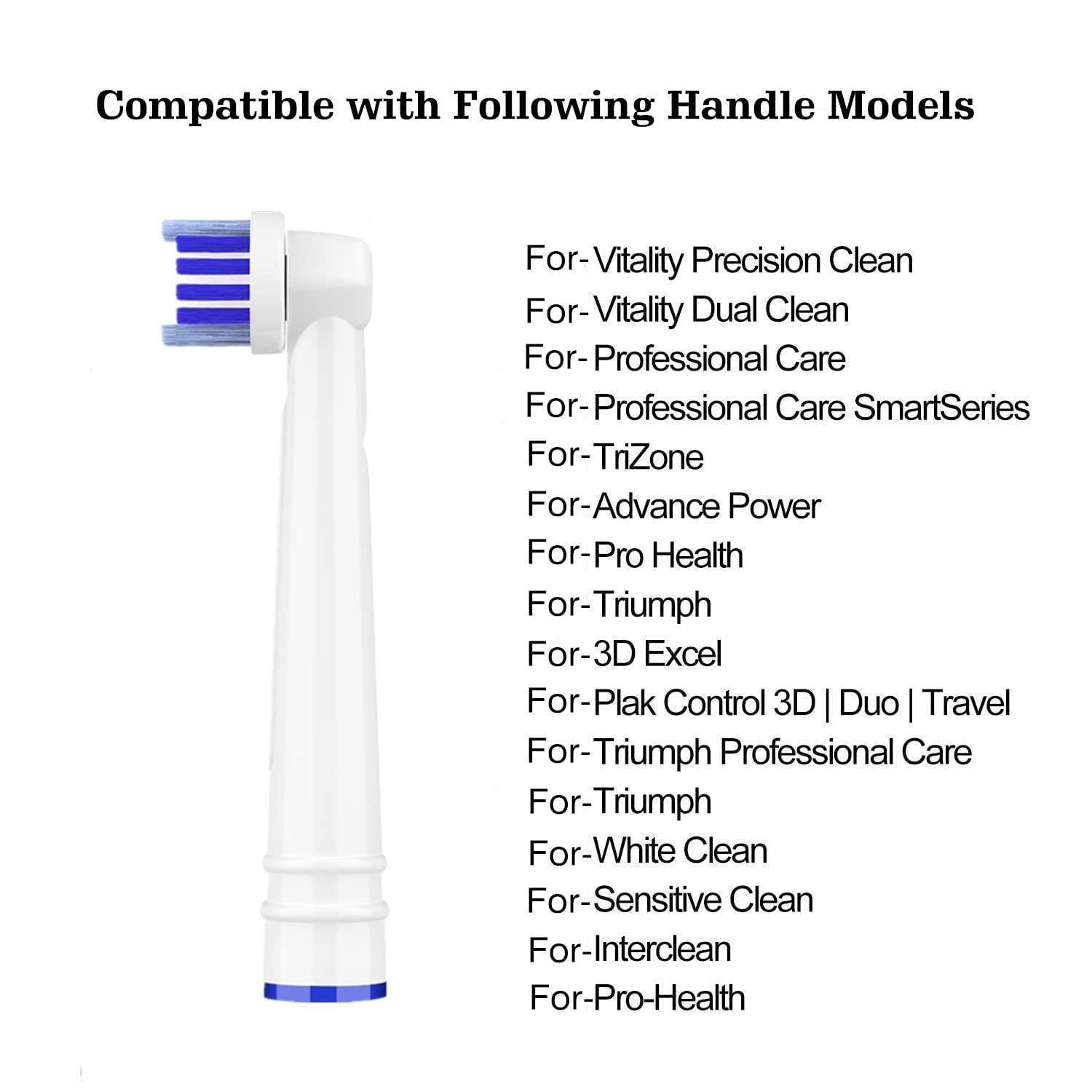 Set of 8 Voguish replacement toothbrush heads for Oral-B electric toothbrushes, with soft bristles and easy-to-attach design.