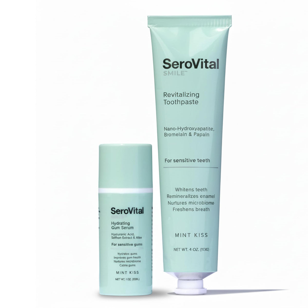 Serovital Radiant Smile Clean & Hydrate Duo – Whitening Toothpaste + Repair Serum - Nano-Hydroxyapatite, Whitening Tooth