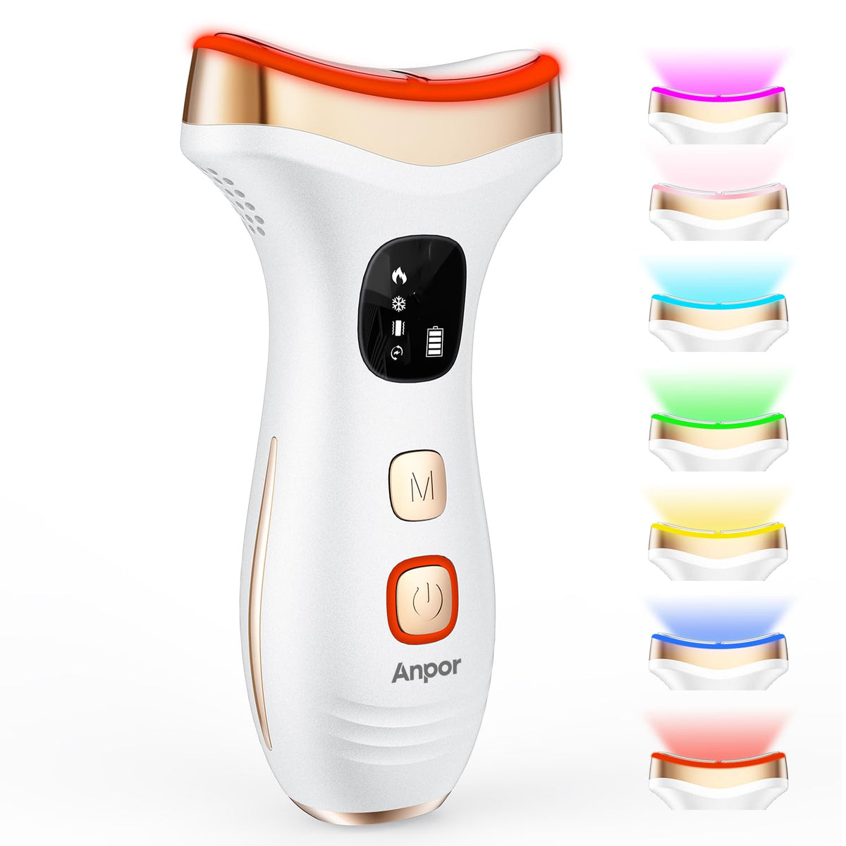 Anpor 7-in-1 Facial Massager for Face and Neck w/Heat & Cold (Pearl White) – Pearl White