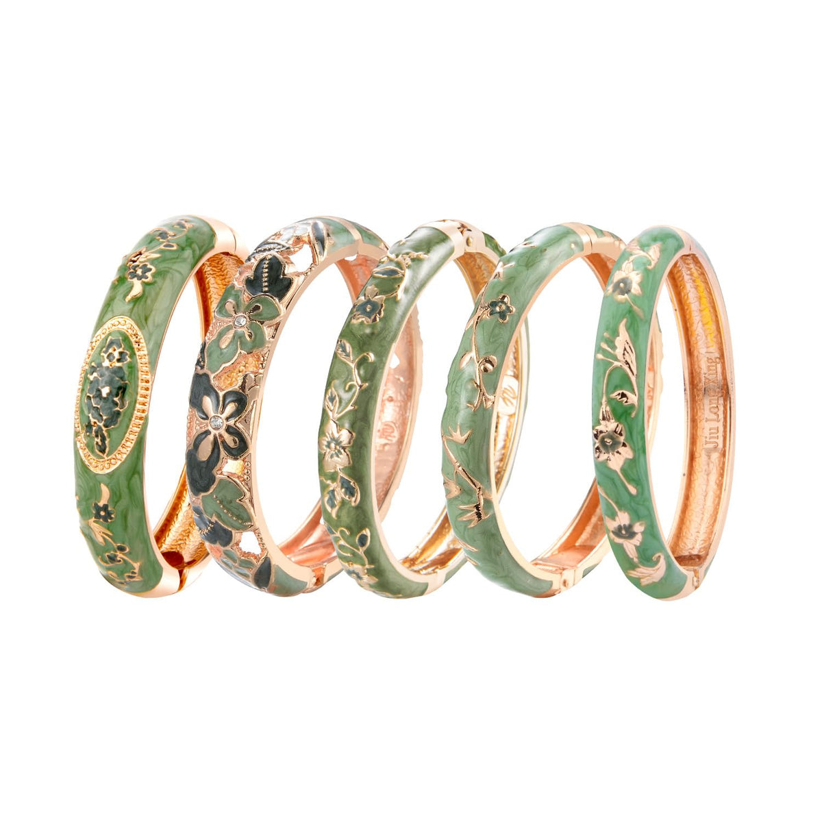 UJOY Bangles 5 Pcs Enamel Jewelry Set Rose Flower Engraved Cloisonne Bracelets Pack in a Box 5PCS – product photo (Bangl