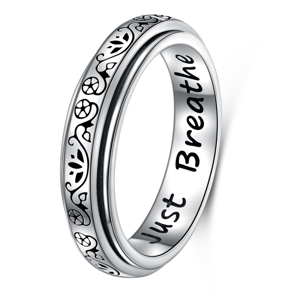 Ladytree Anxiety Relieve Rings 925 Sterling Silver Spinner Fidget Ring Worry Stress Relieving Boredom ADHD Autism Ring P