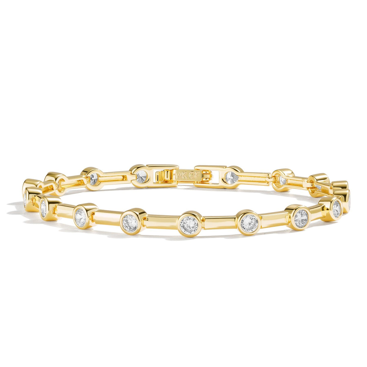 Pearich 14K Gold Filled Tennis Bracelets for Women, Bezel CZ Bracelet – product photo (Tennis)