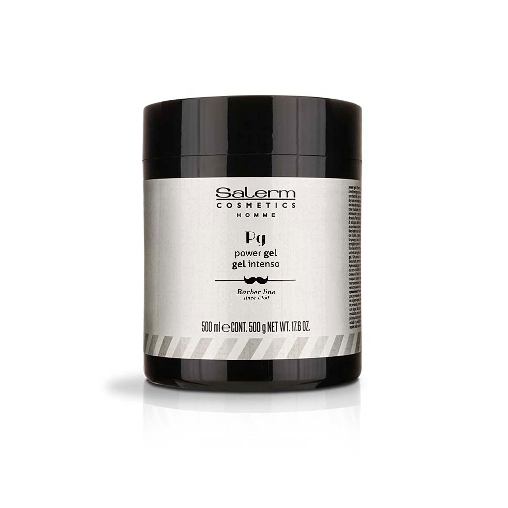 Salerm Homme Power Gel 500ml, intense hold hair styling gel in a clear tube with blue cap, designed for strong hairstyle hold.