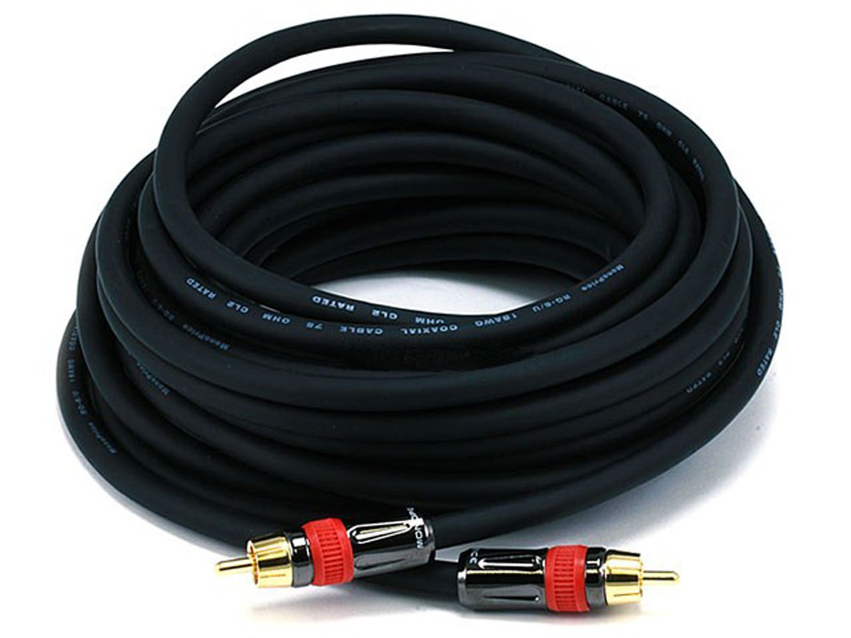 Monoprice 102683 25-Feet RG6 RCA CL2 Rated Digital Coaxial Audio Cable Black , 25ft – product photo (Coaxial Cables)