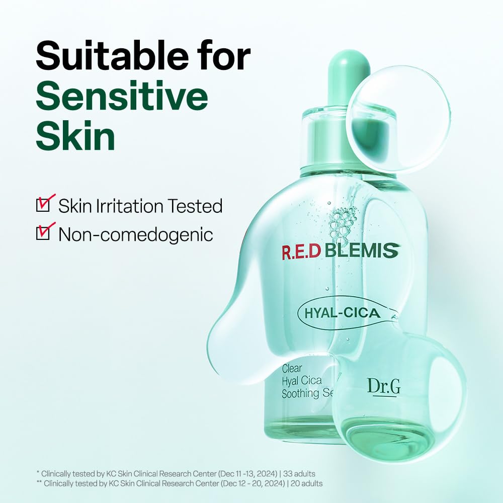 Dr.G R.E.D. Blemish Clear Hyal-Cica Facial Serum, 1.69 fl oz – packaging and label