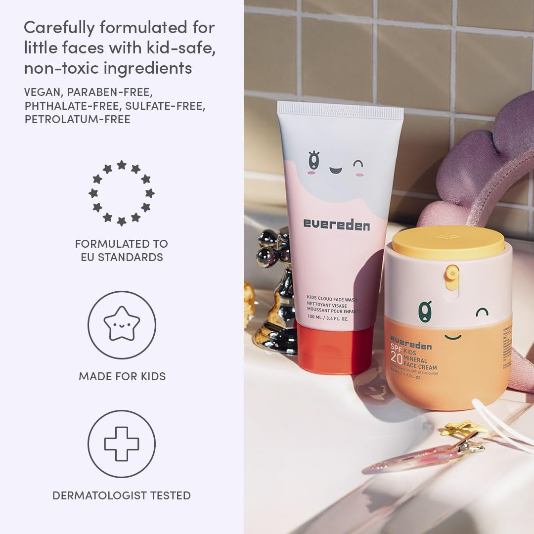 Evereden Kids Face Wash & SPF 20 Cream, Dermatologist-Tested, EWG Verified – close-up detail