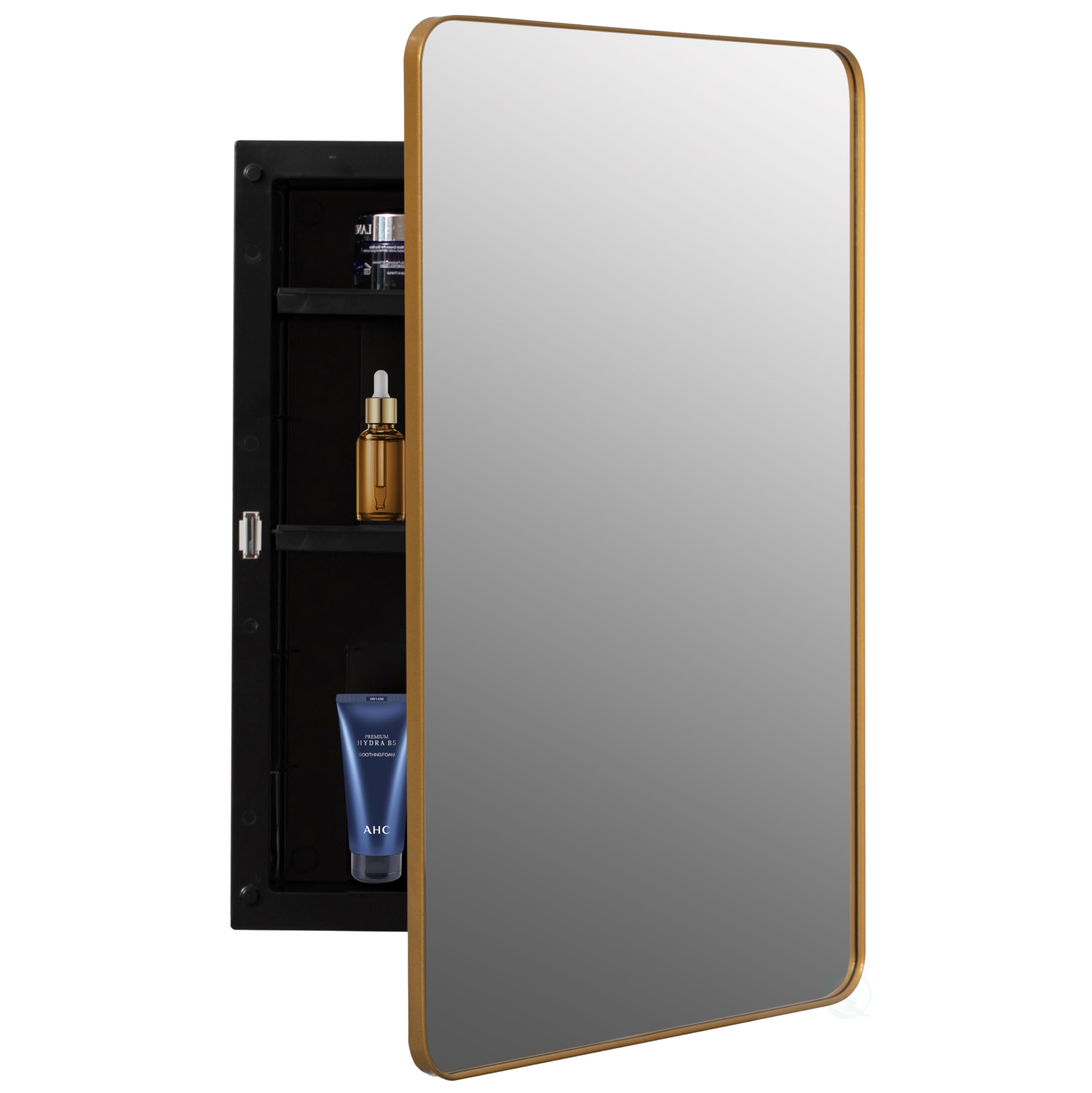 Basicwise Plastic Medicine Cabinet with Beveled Edge Mirror Door - Product Imagery