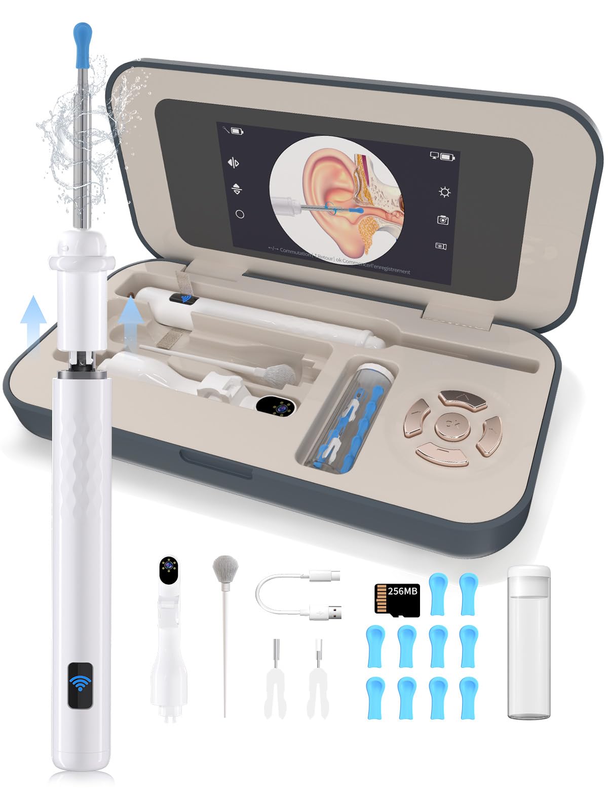 sofbunny A03 Ear Wax Removal Tool Camera with Screen, 1080P HD Ear Cleaner with Camera, App-Free Otoscope, Charging Case