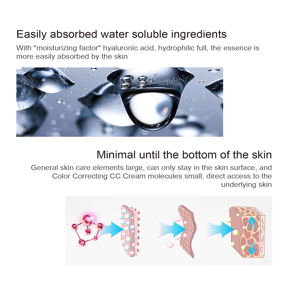 Fovcos Color Correcting CC Cream with SPF 25, Coverage Lightweight Foundation, Hydrating Serum, Even Skin Tone Makeup an