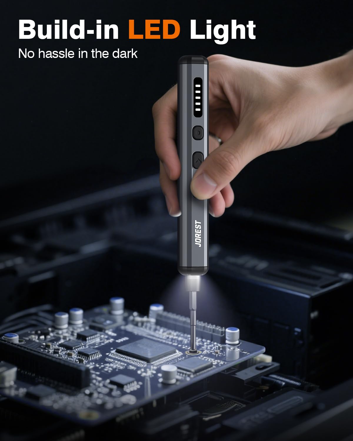 JOREST Mini Electric Screwdriver, Small Cordless Precision Screwdriver set with 38 Magnetic Bits, 5 Torque Settings, Rep