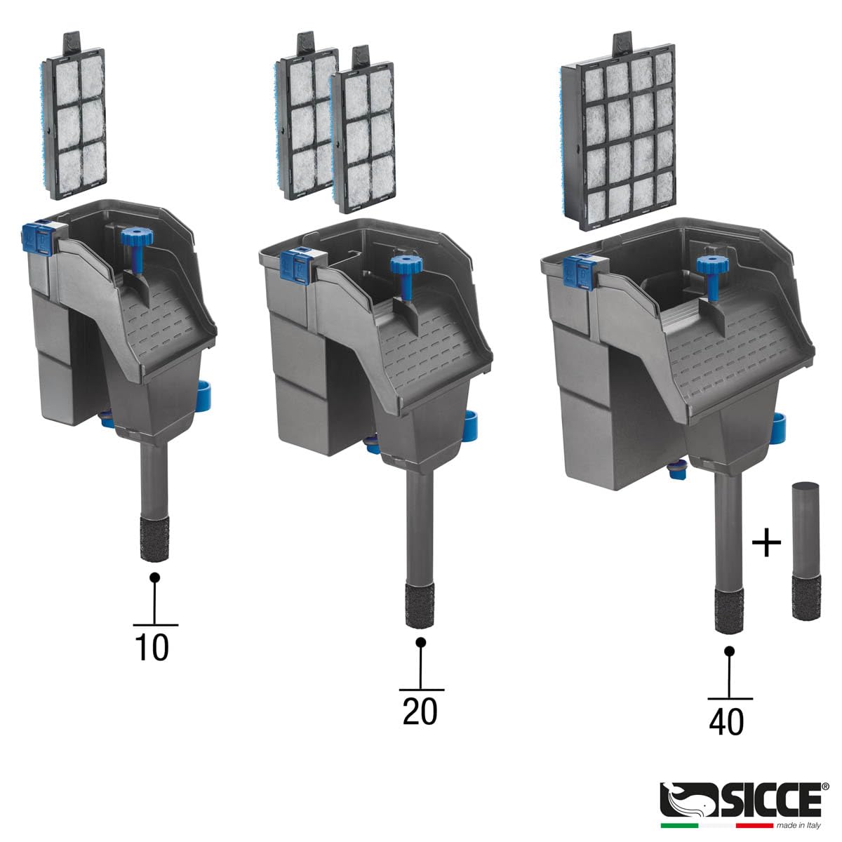 Sicce Aqua Filtra 10 Hang On Back Aquarium Fish Tank Power Filter Up to 10 Gallon Aquariums - Quiet 3-Stage HOB for Fres