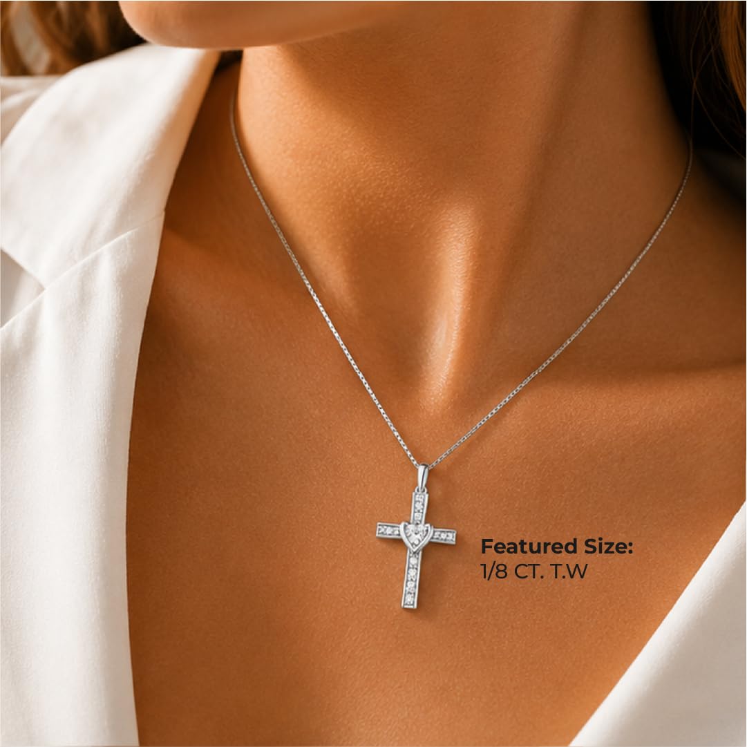 La Joya Lab Diamond Cross Necklace | 14K Gold Plated Silver | Multiple Designs – full view