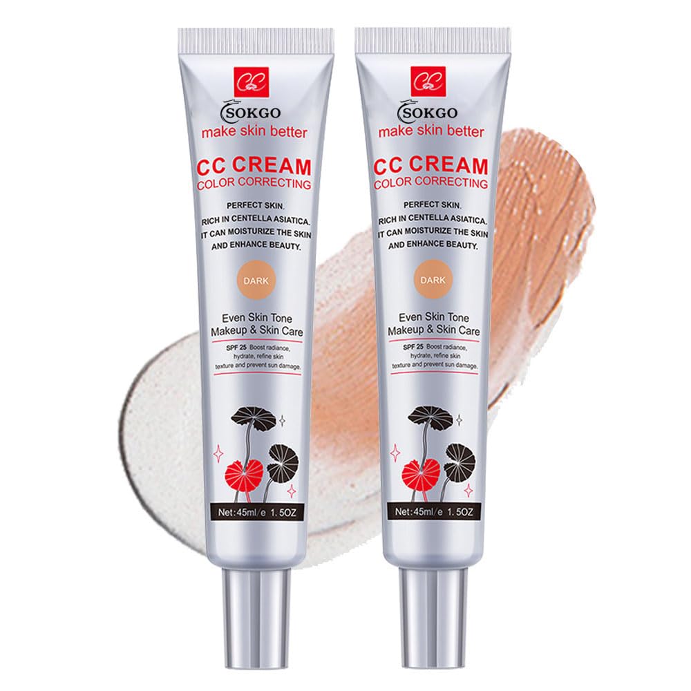 Fovcos Color Correcting CC Cream with SPF 25, Coverage Lightweight Foundation, Hydrating Serum, Even Skin Tone Makeup an