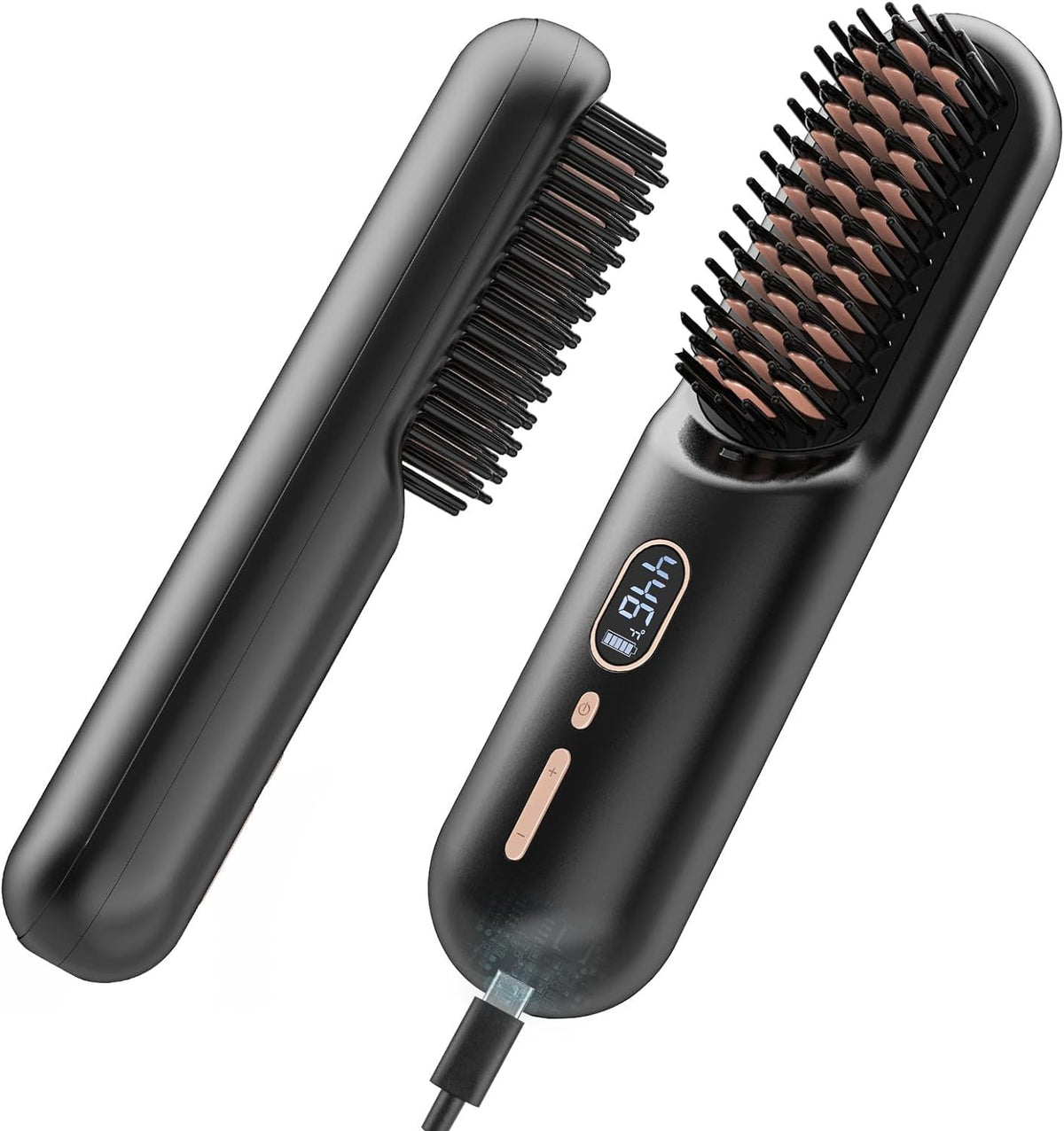 Sm liters beauty MINI 2 in 1 Wireless Hair Straight Comb, 10000MAH USB Rechargeable Hot Comb (Black) – product photo (St