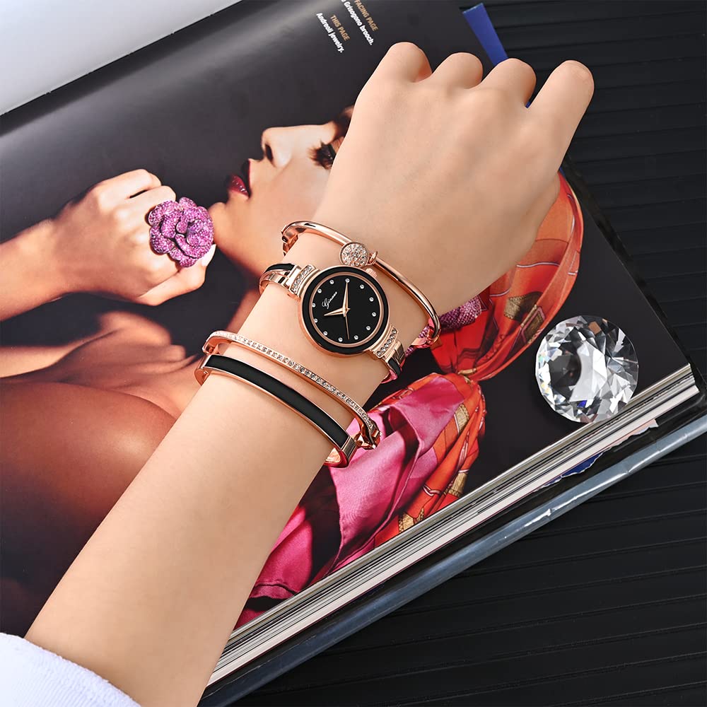 Avaner Bangle Watch and Bracelet Set, 4 Pcs Wrist Watch Bracelet Set Elegante Watch for Women – product photo (Wrist Wat