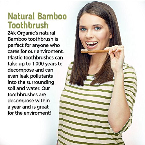 Natural Bamboo Toothbrush By 24K Organic Eco friendly – Go Green - Product Imagery
