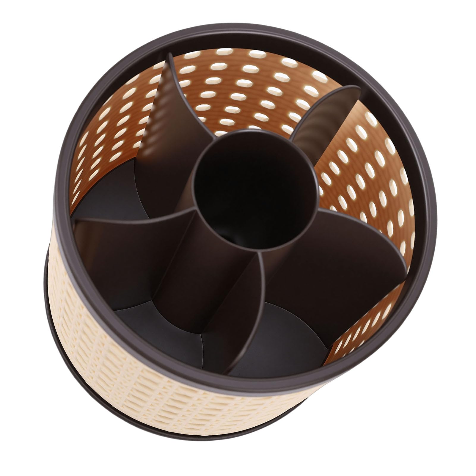 Serounder Makeup Brush Holder Organizer Spinning 360 Degree Rotating Storage Cup for Cosmetics Lipstick Office Supplies Plastic (Brown)
