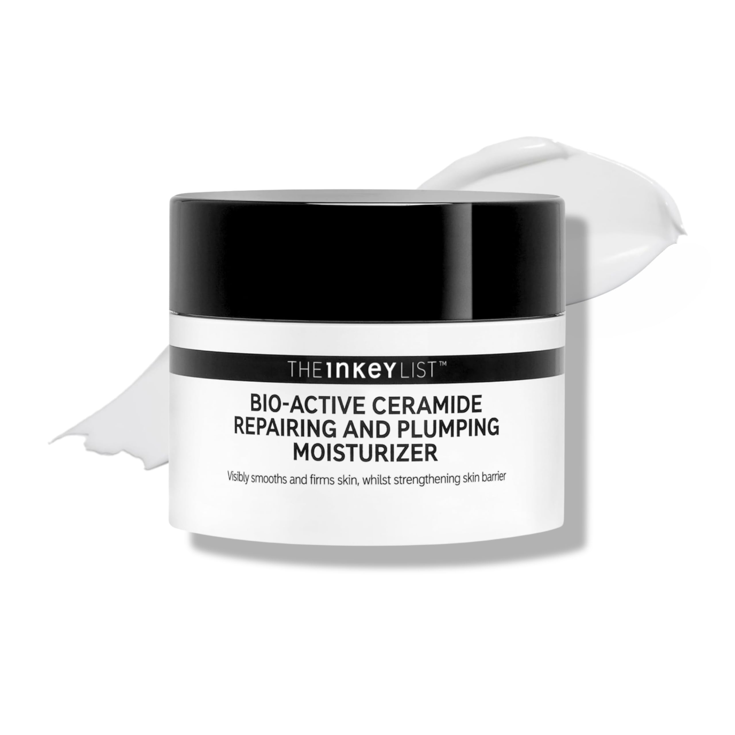 The INKEY List Bio-Active Ceramide Moisturizer in a 50ml jar, showing the vegan-friendly skincare cream for hydration and anti-aging.