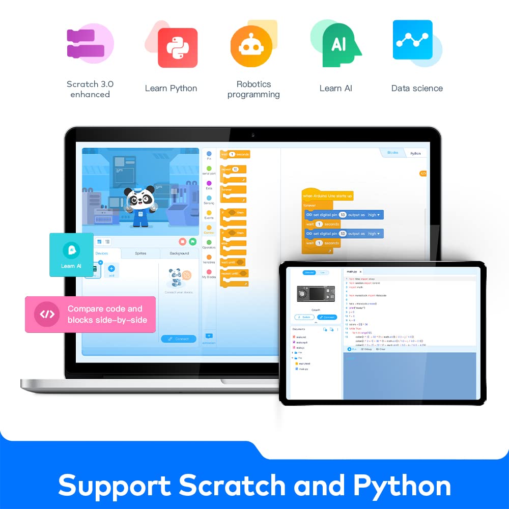 Makeblock CyberPi Project-Based Kit: Coding for Kids 8-12, STEM Programmable Robot with Scratch & Python Support, IoT Te