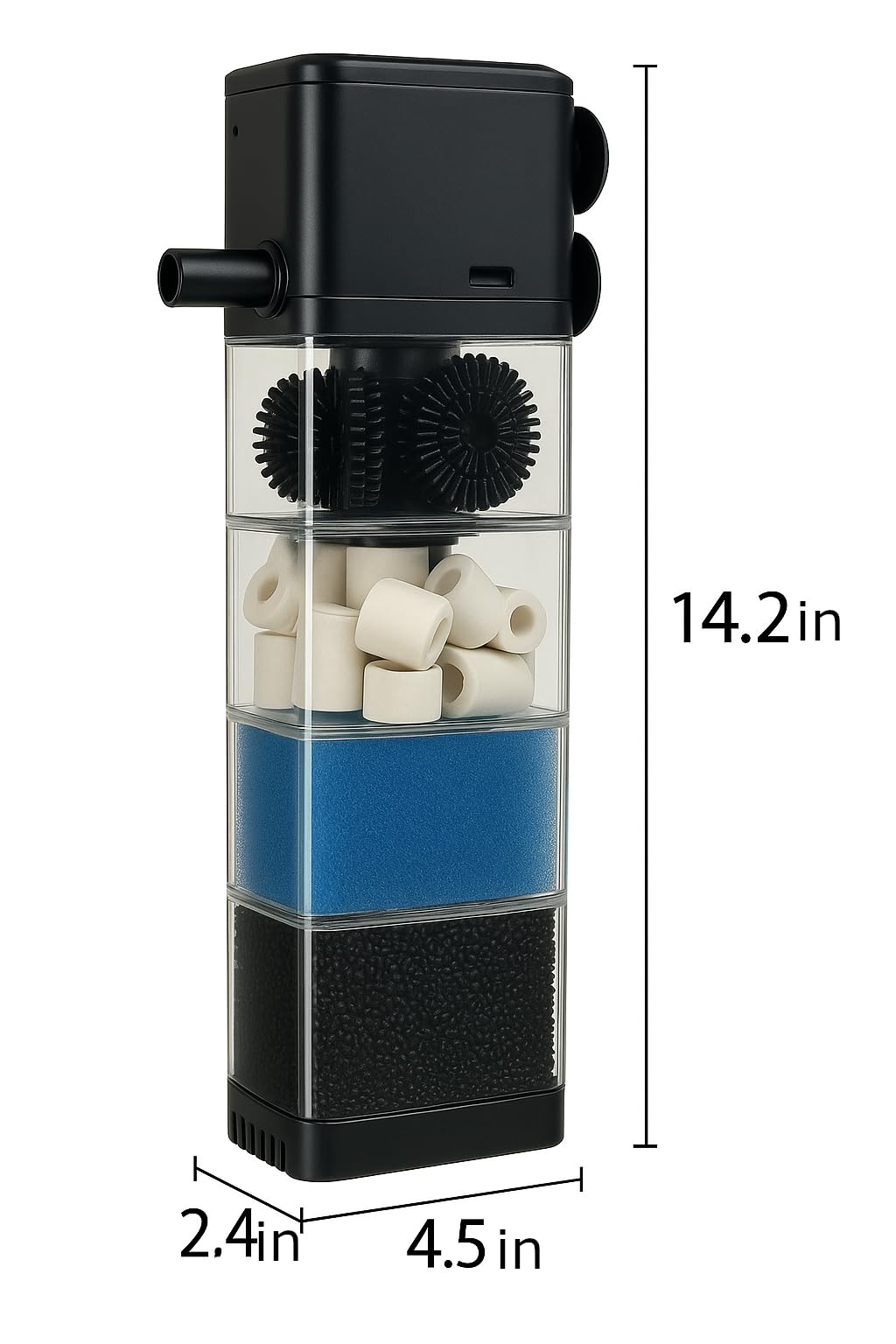 High-Performance Internal Aquarium Filter 400GPH for 10-200 Gallon Tanks and Ponds, Submersible Water Pump with Wave-Mak