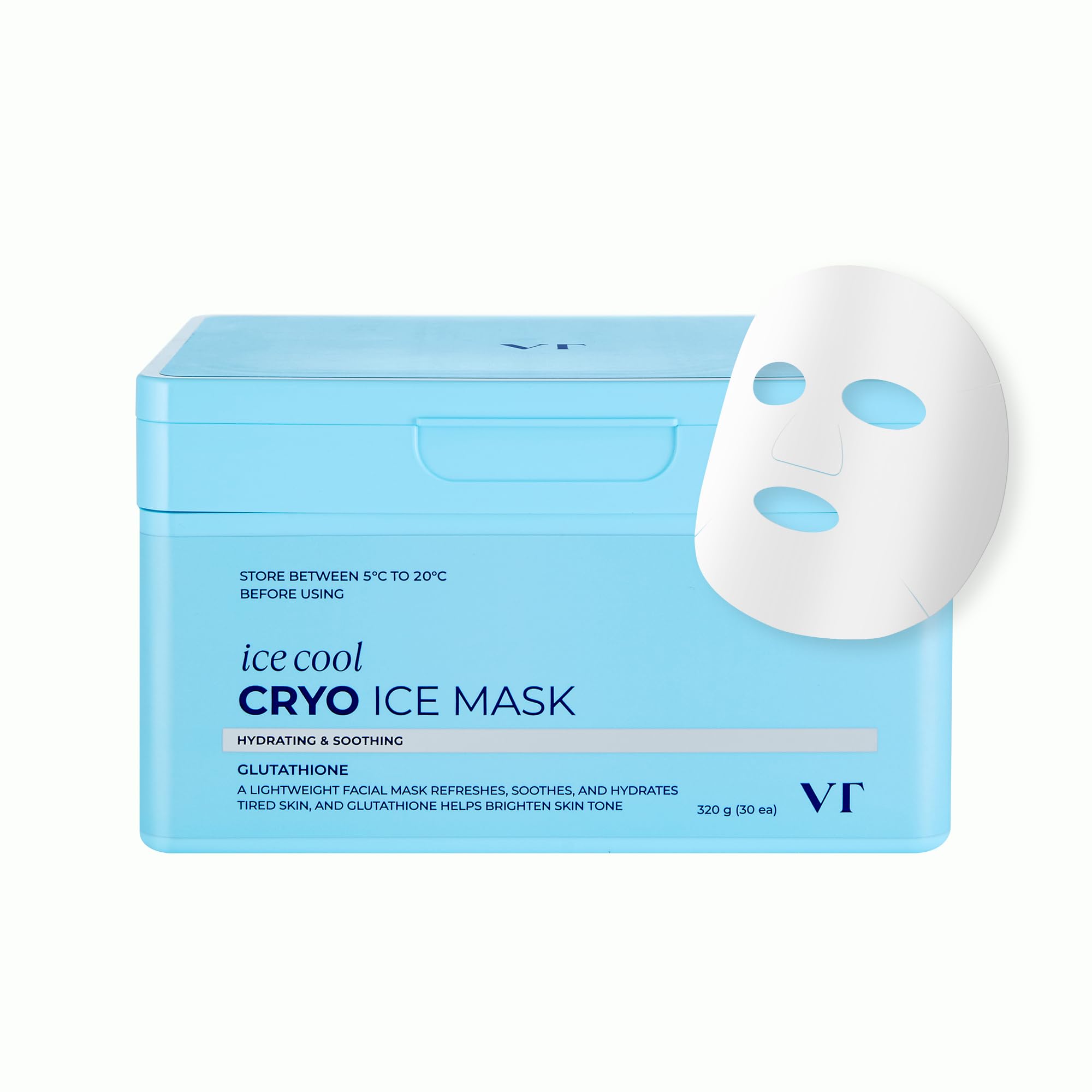 VT COSMETICS Cryo Ice Cool Mask, 30 Sheets, Hydrating Korean - Product Imagery