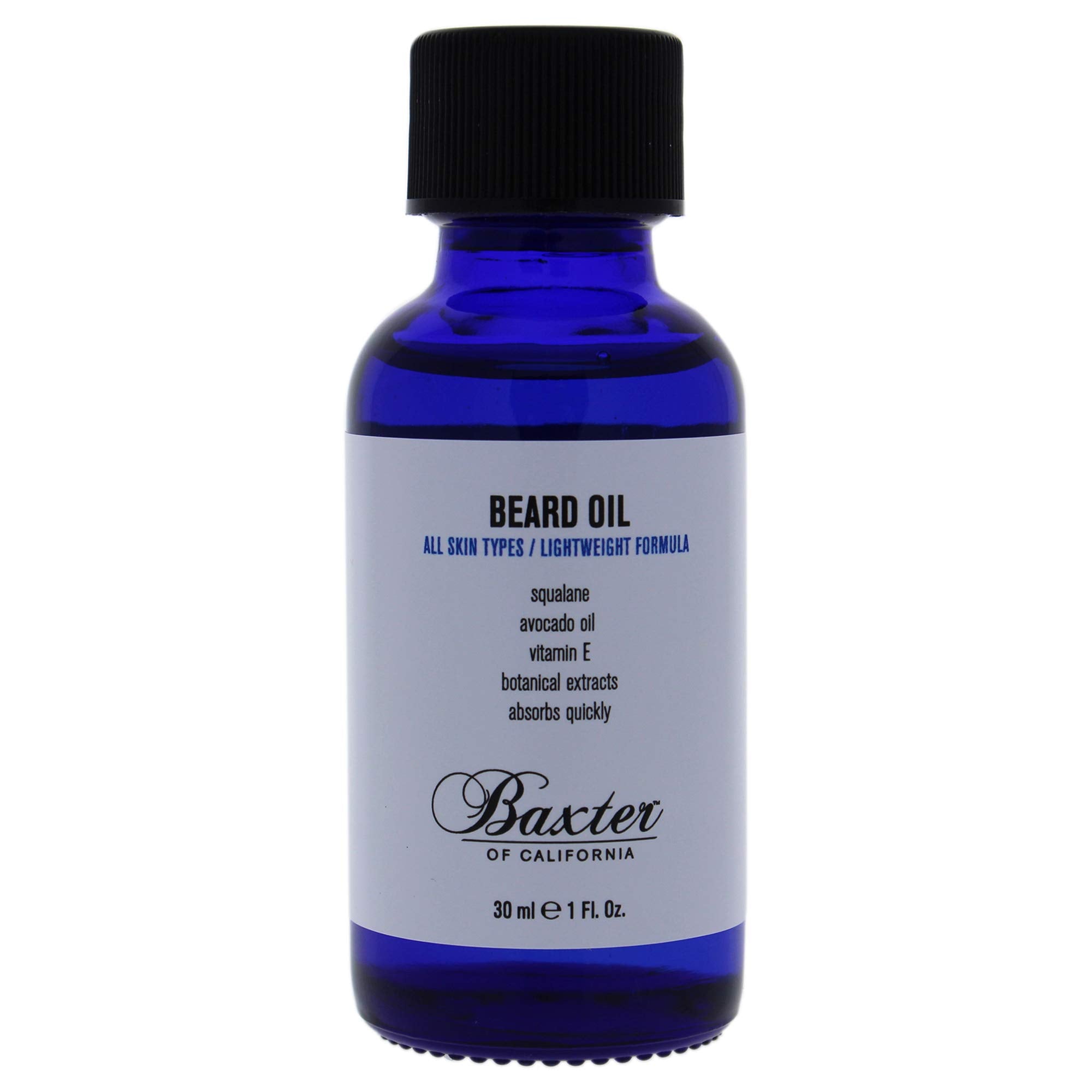 Baxter of California Beard Grooming Oil in 1 oz bottle, moisturizing and conditioning beard and facial hair.