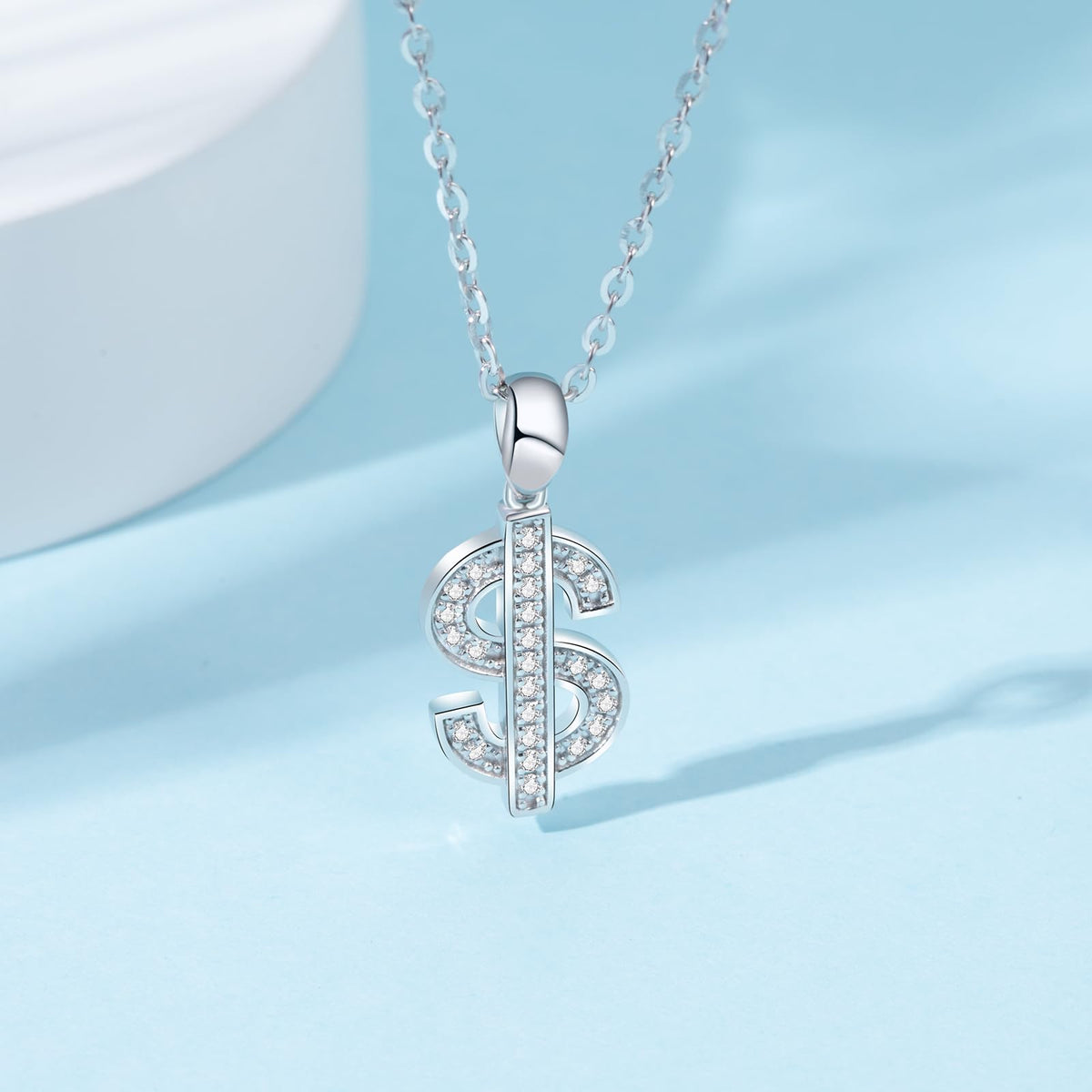 Geyunxu Moissanite Dollar Pendant Necklace,D Color VVS1 18k Gold Plated 925 Sterling Silver Necklace Moissanite Pendant 