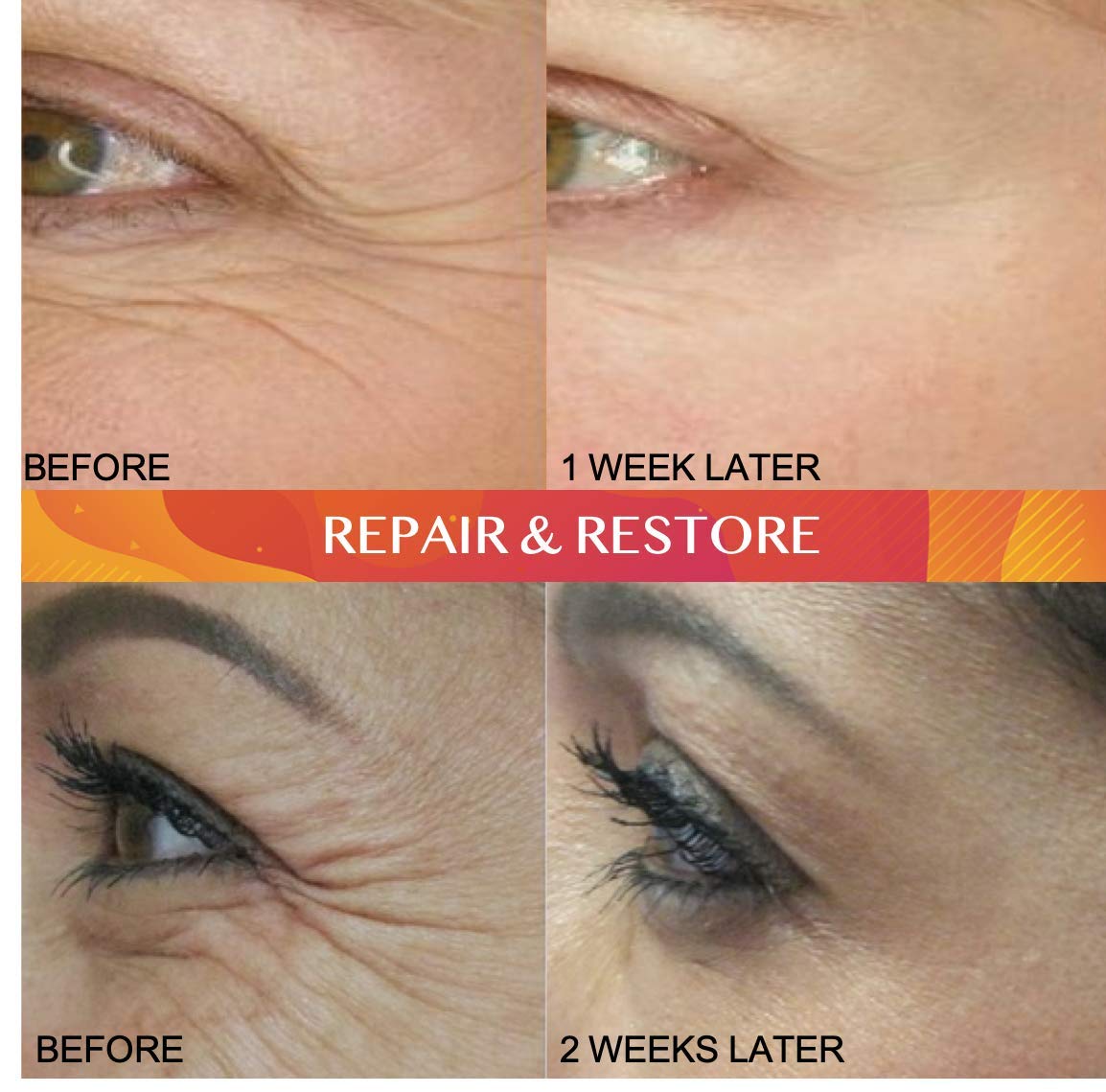 (2-PACK) Vitamin C Serum with Hyaluronic Acid for Face and Eyes - Natural Anti Aging Eye Serum - Facial Serum Fades Age 