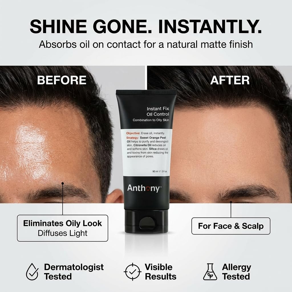 Anthony Instant Fix Oil Control for Men – Mattifying Lotion for Oily Skin – Moisturizer and Pore Minimizer Instantly Eli