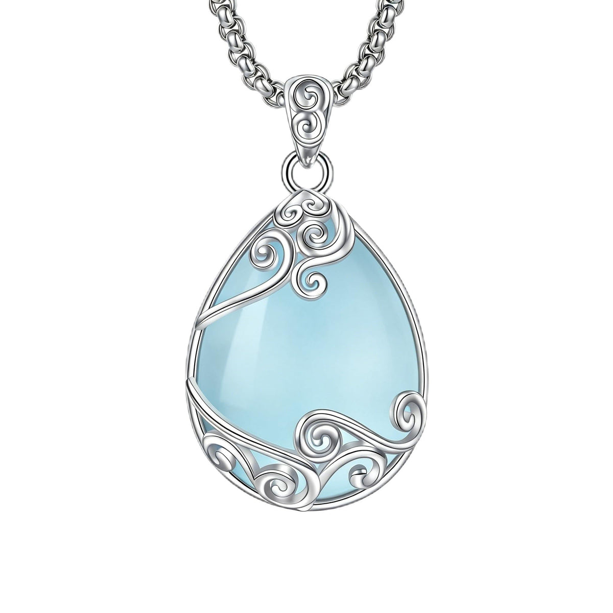 VIJASHOP Teardrop Moonstone Necklace for Women Tree of Life/Filigree Birthstone Pendant Necklace Jewelry – product photo