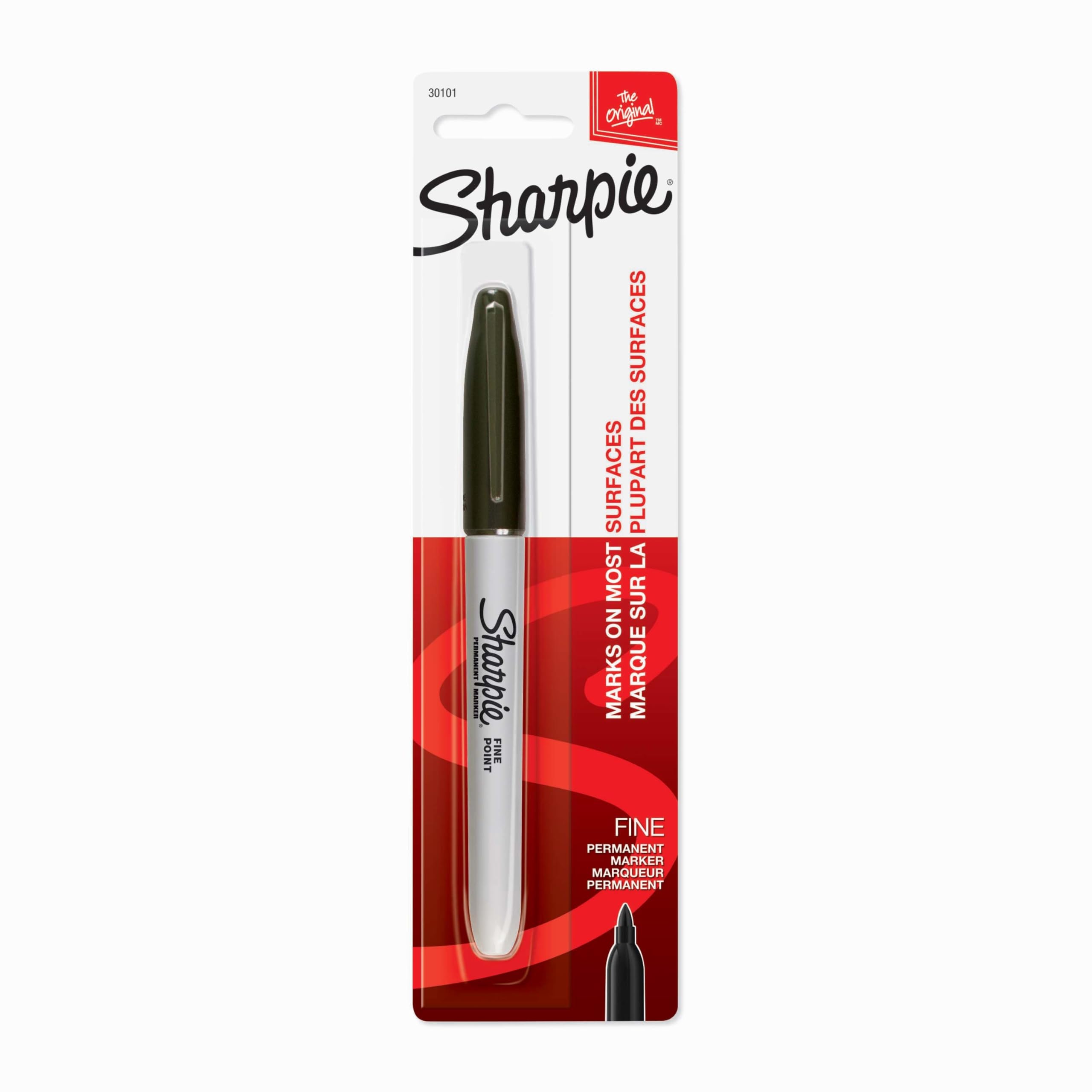 Sharpie Permanent Marker, Fine Point, Black, 1 Count - Product Imagery