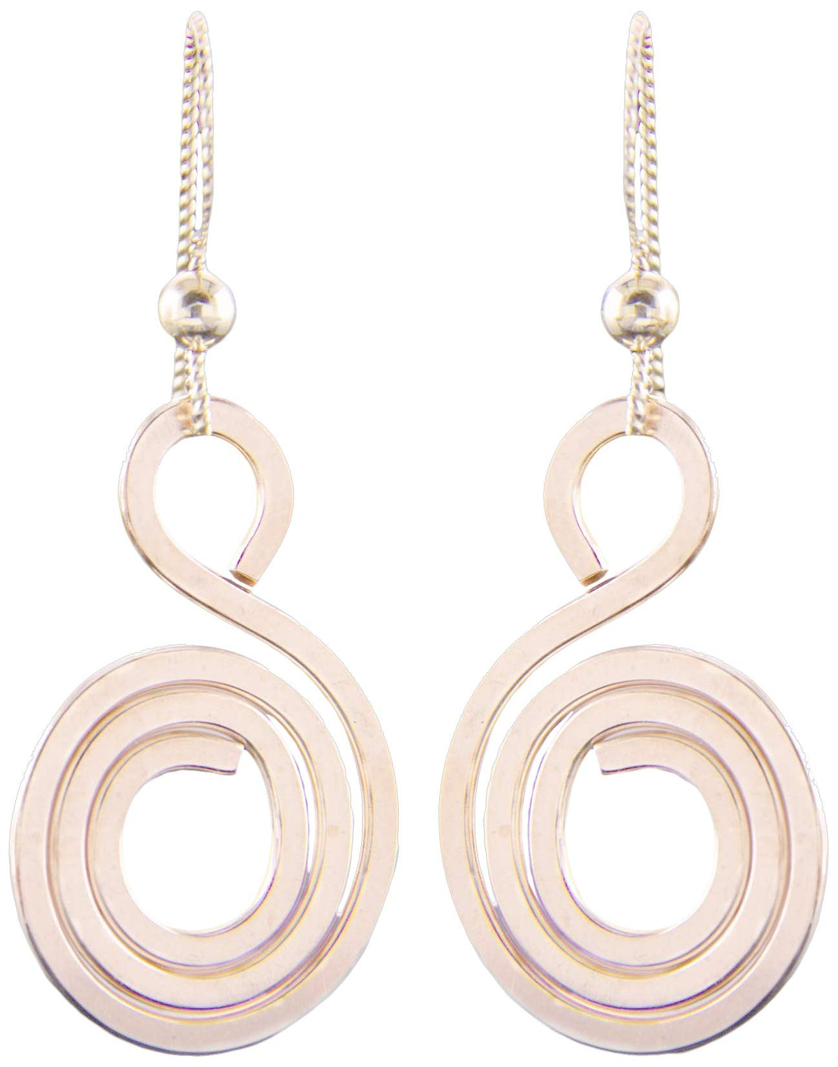 Spiral Swirl Dangle Earrings for Women 14K Yellow Rose Gold - Tahmi Official Imagery - 6