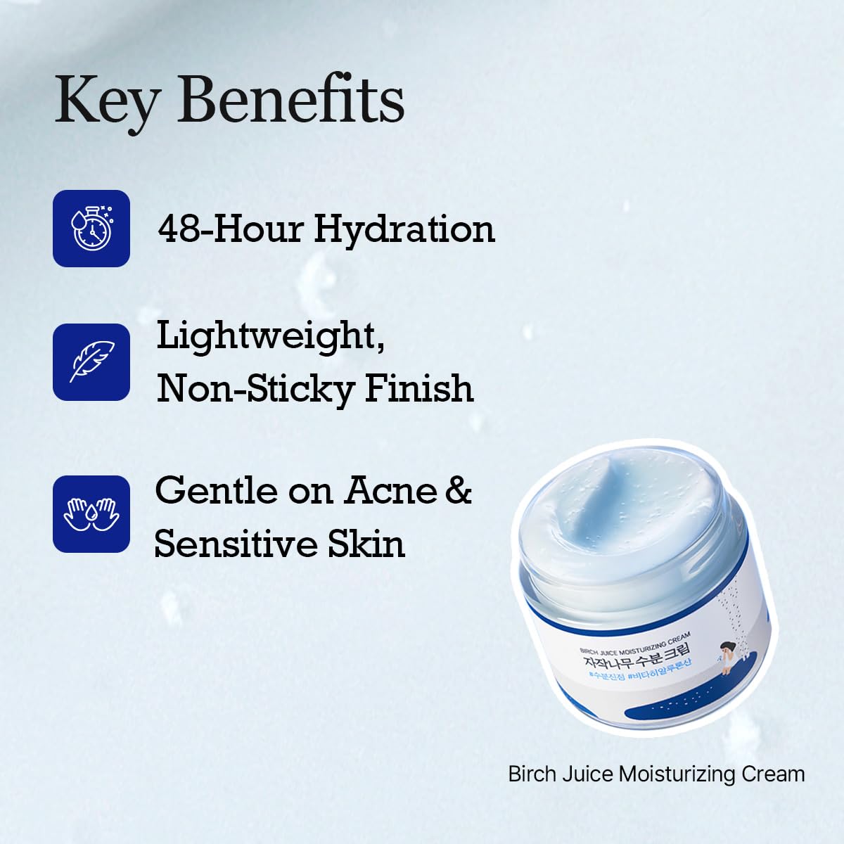 ROUND LAB Birch Juice Moisturizing Cream refill set with two 2.7 fl oz jars, showcasing the skincare product's packaging and texture.