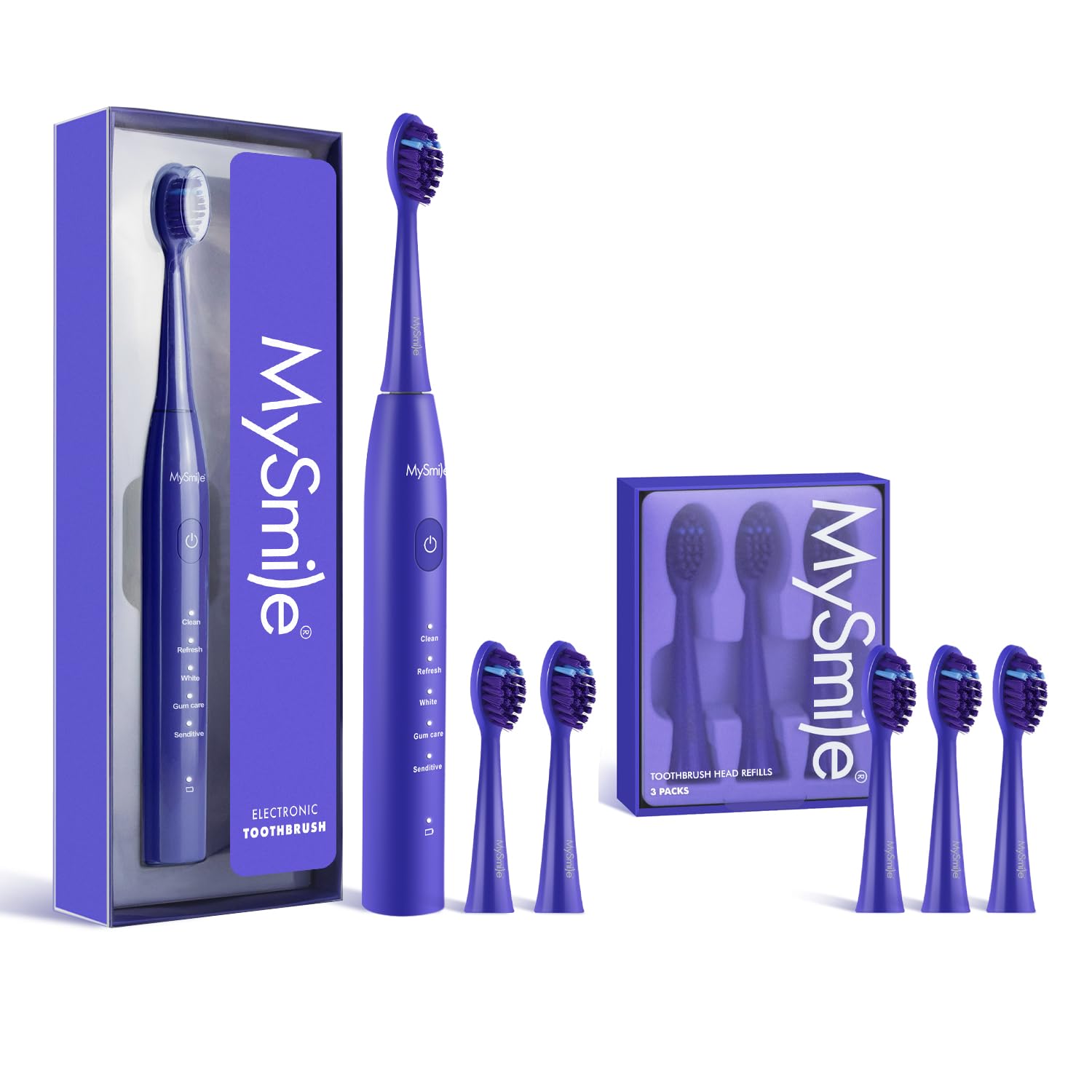 MySmile DY156 Electric Toothbrush for Adults with 3 Brush Heads - Product Imagery