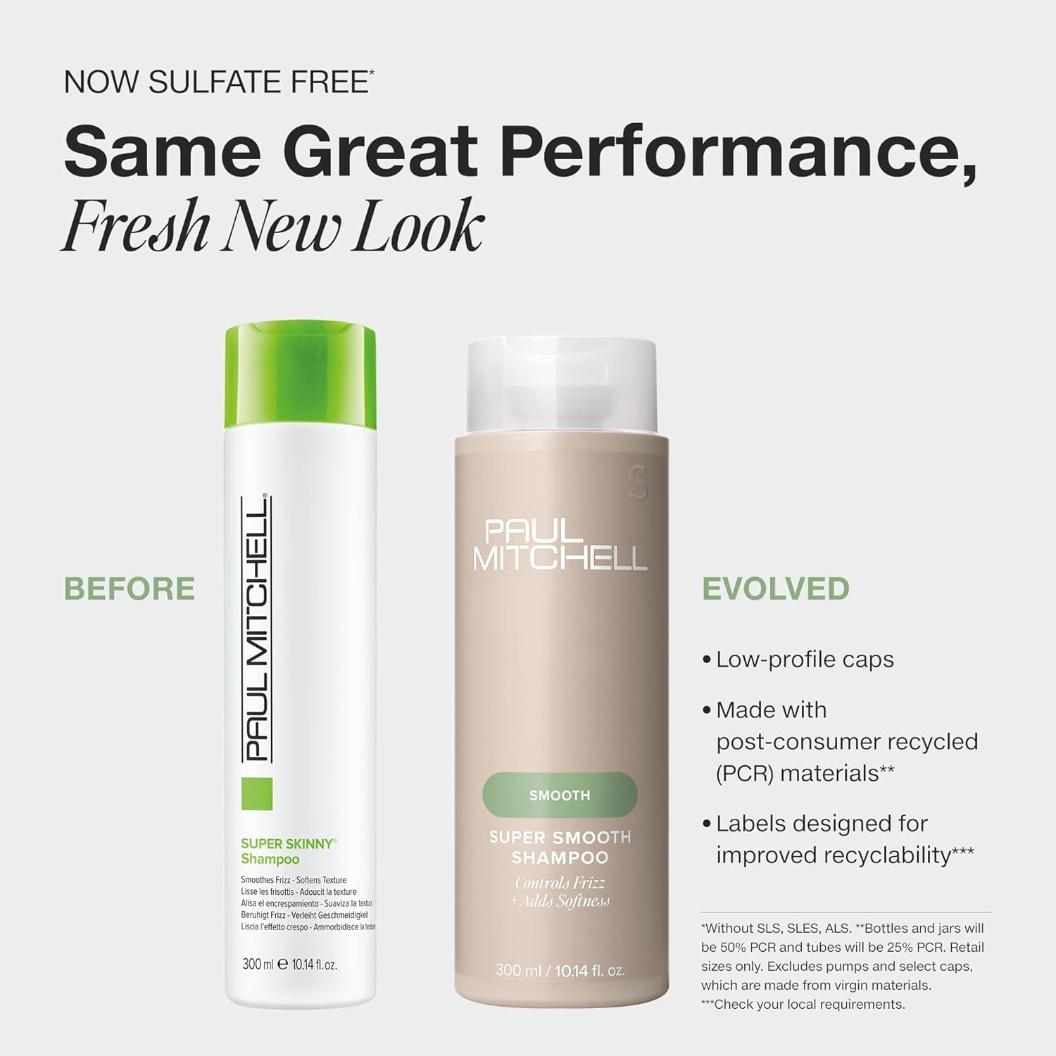 Paul Mitchell Super Skinny shampoo and conditioner duo for lightweight, smooth hair care, shown in bottles with sleek packaging.