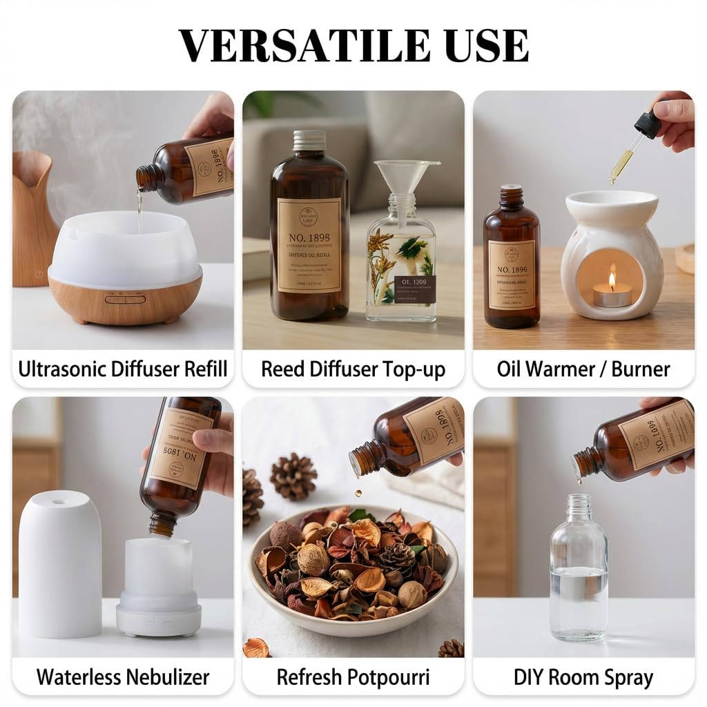 Vietora Eud luxury hotel reed diffuser oil refill in 8.5 fl oz bottle, essential oil for home fragrance and ambiance.