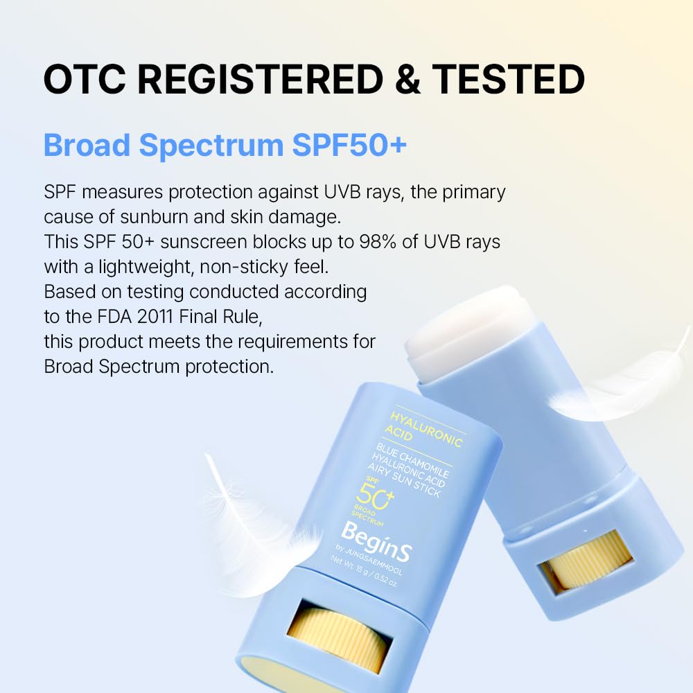 BeginS by JUNGSAEMMOOL BeginS Hyaluronic Acid Airy Sun Stick | SPF 50+, Lightweight Sunscreen – full view