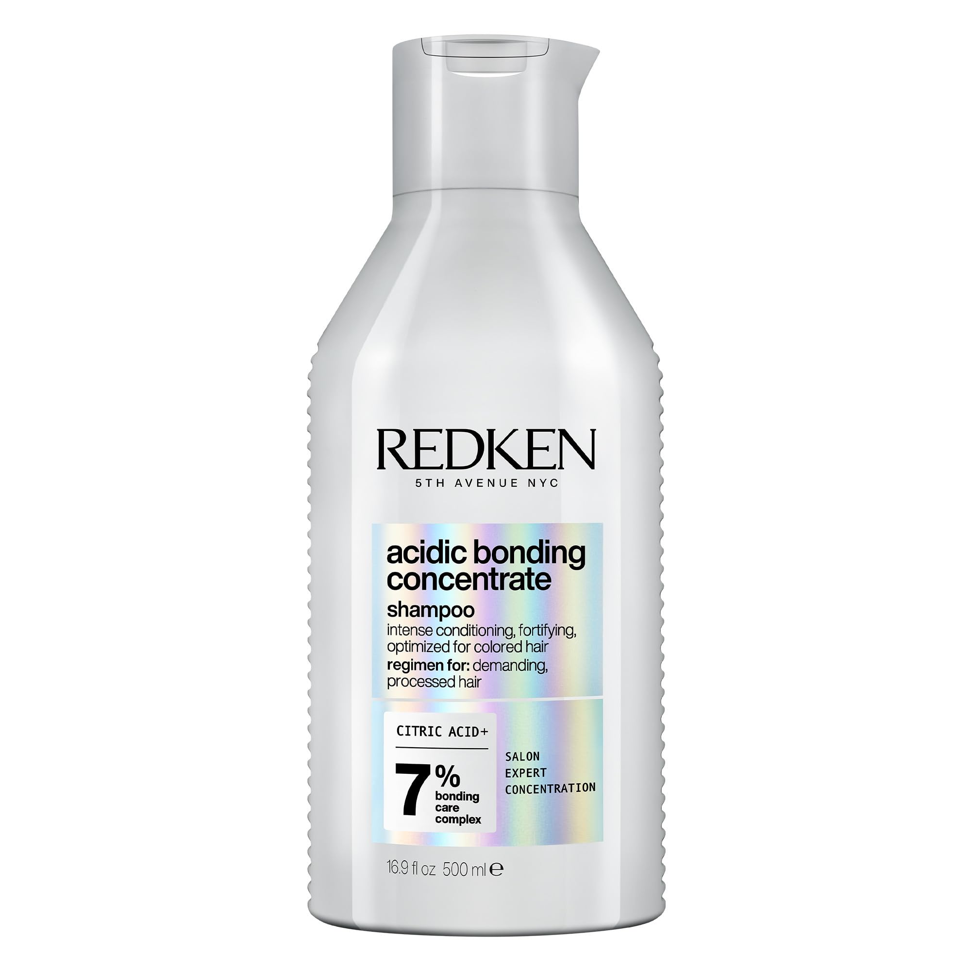 Redken Acidic Bonding Concentrate Shampoo bottle with red and white packaging, 10.1 fl oz, displayed against a neutral background.
