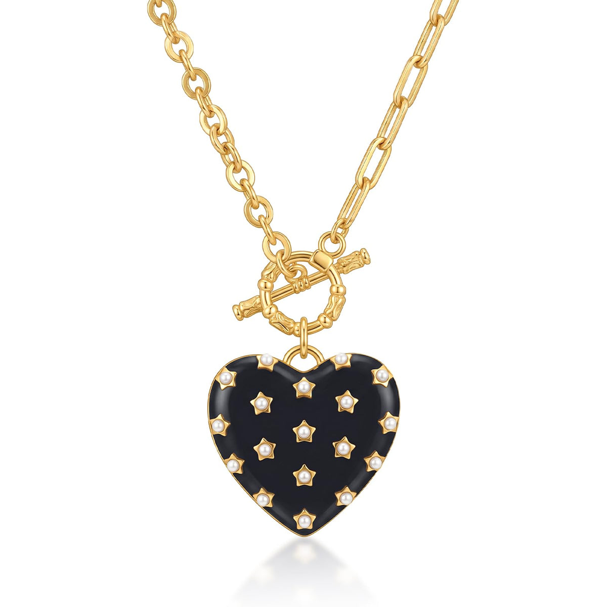 Tessalyn Heart Necklace for Women, 18K Plated Gold Chunky Chain Neckalce – Heart Necklace, 18K Gold-plated copper, Mediu