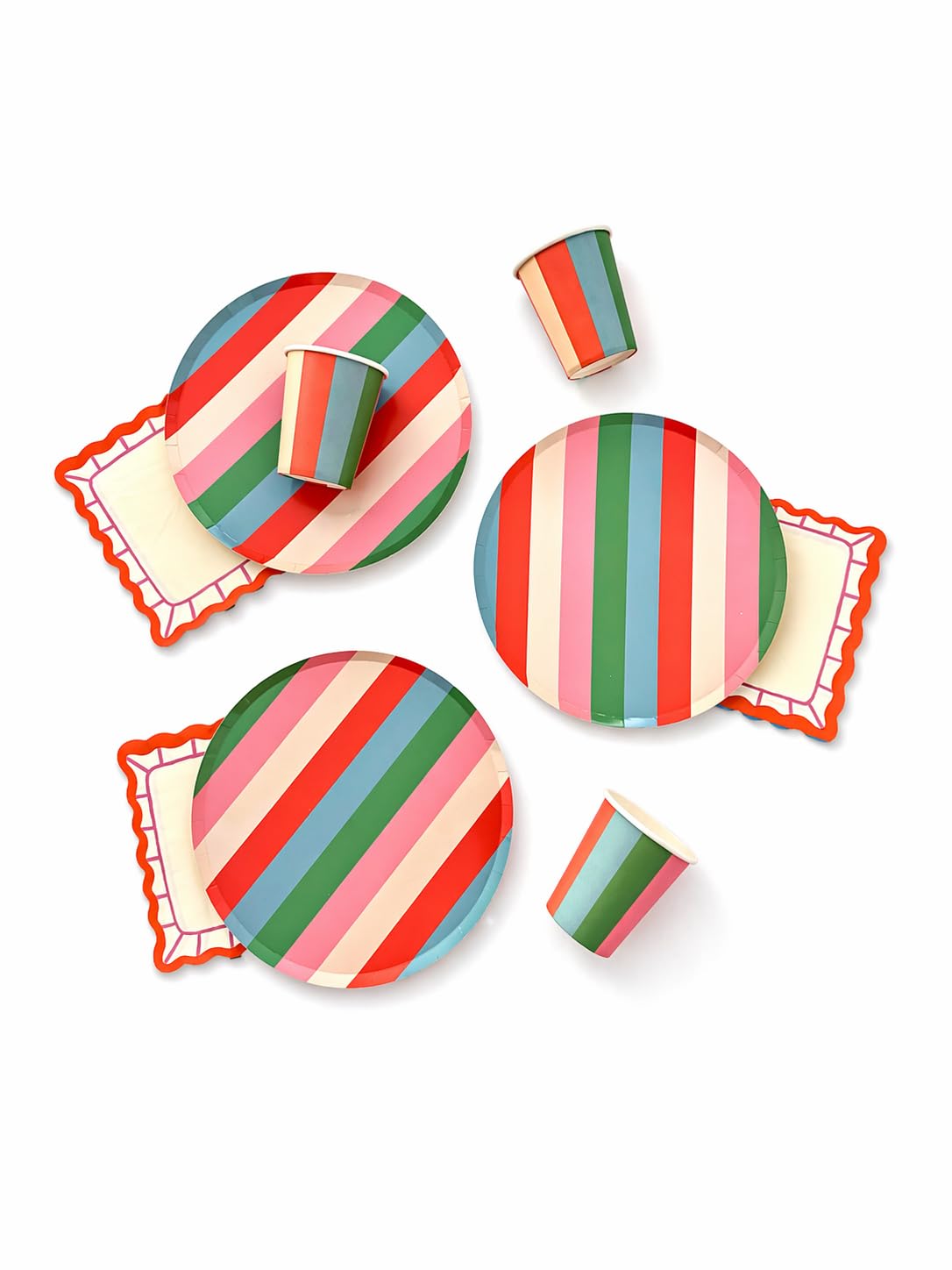 Vibrant Striped Party Pack | Plates, Cups & Napkins for 12 Guests | Pop Party Supplies – product photo (Party Packs)