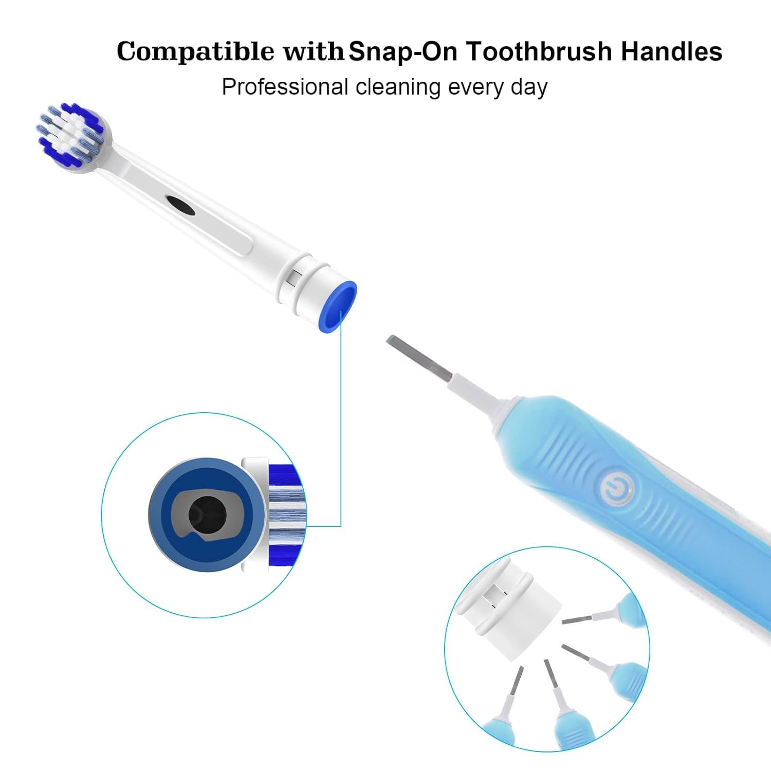 Set of 8 Voguish replacement toothbrush heads for Oral-B electric toothbrushes, with soft bristles and easy attachment.