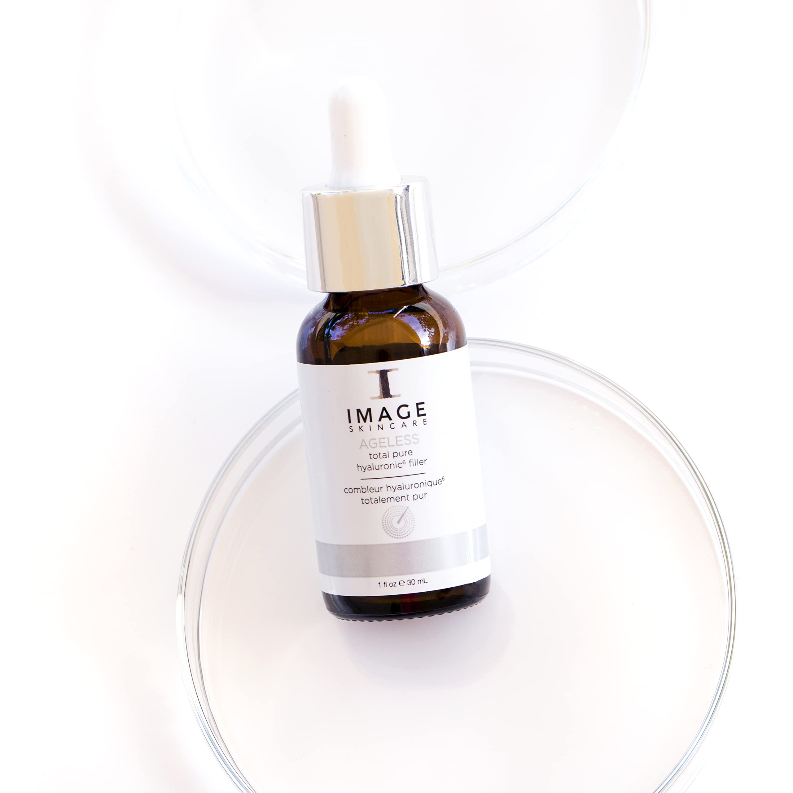 IMAGE Skincare AGELESS Total Pure Hyaluronic 6 Filler skin moisturizer in 1 fl oz bottle, featuring clear packaging and product label.