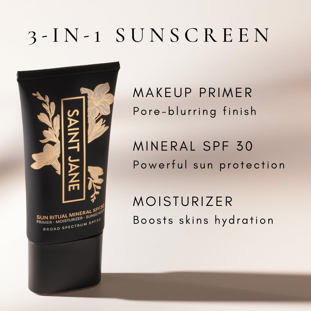 SAINT JANE - Luxury Sun Ritual Mineral SPF 30 (1.7 oz | 50 ml) – packaging and label