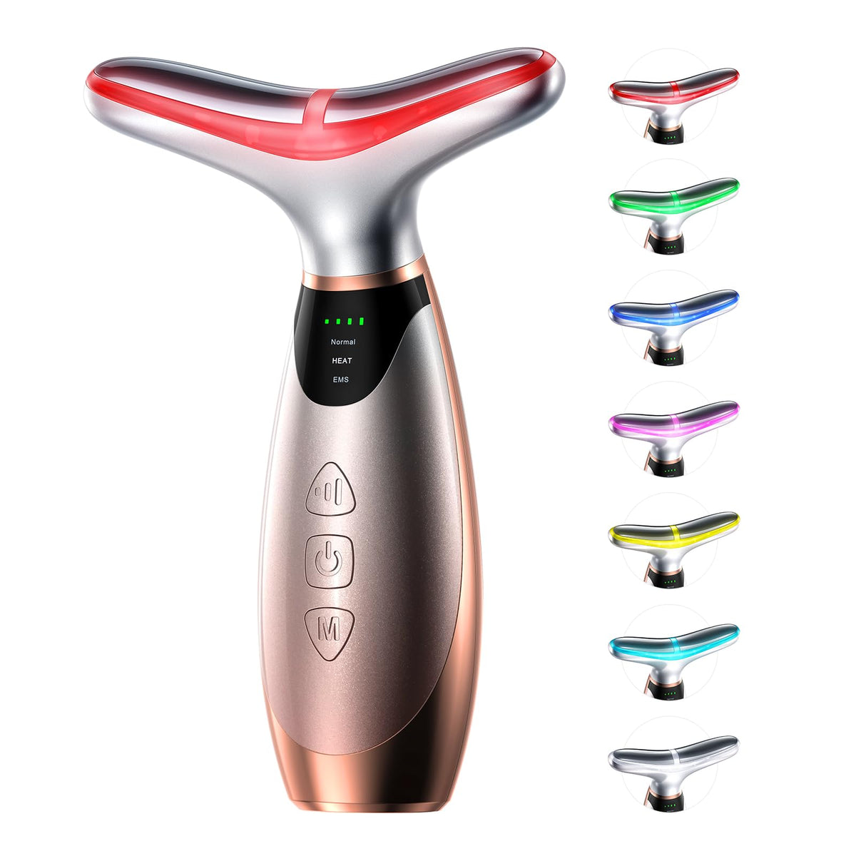 Pedete Facial Massager, 7 Colors Red Light Therapy for Face and Neck,Silver – product photo (Wrinkle &amp; Anti-Aging De