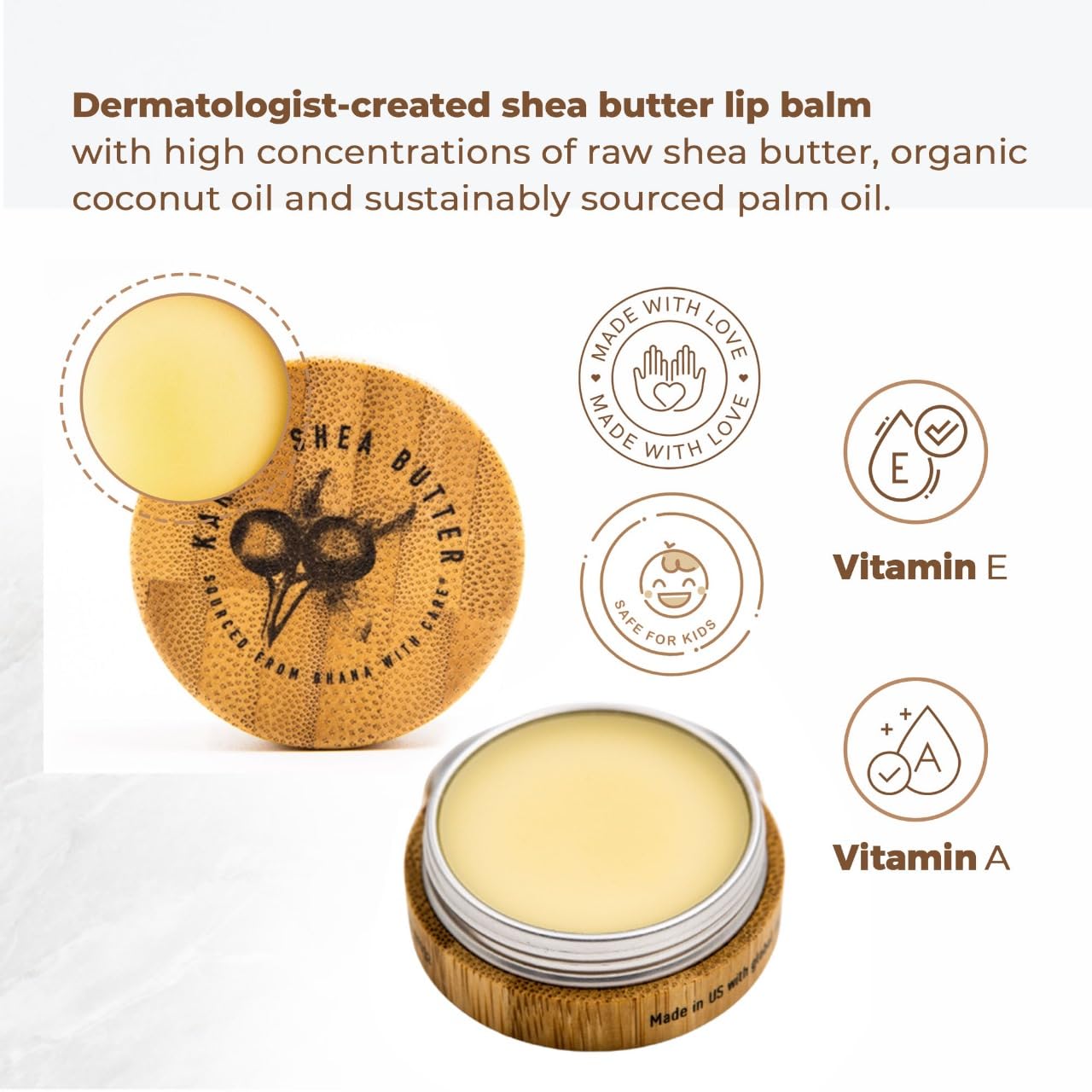 Karité Shea Butter nourishing lip balm with shea butter, jojoba, and rosehip oil for dry lips, dermatologist-approved, cruelty-free.