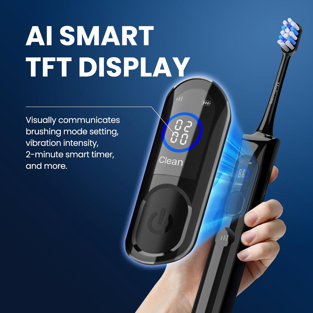 Electric Toothbrush with Pressure Sensor Black - Marlincare Official Imagery - 3