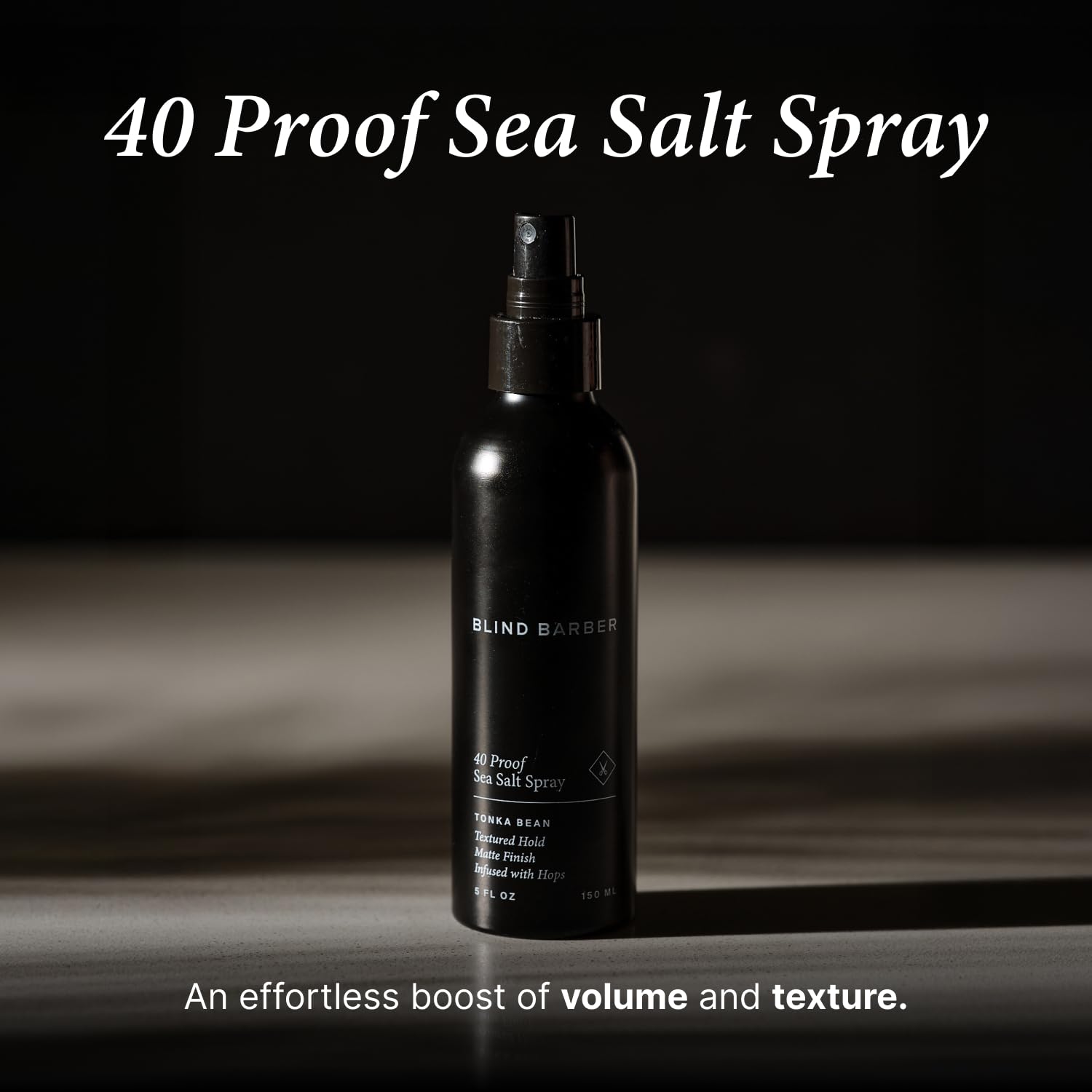 Blind Barber 40 Proof Sea Salt Spray for Men -  Salt Water Hair Spray for Volume & Texture - Water-Based Matte Finish with Light-Medium Hold - Enhances Beach Waves & Body - Tonka Bean Scent (5  Fl oz)