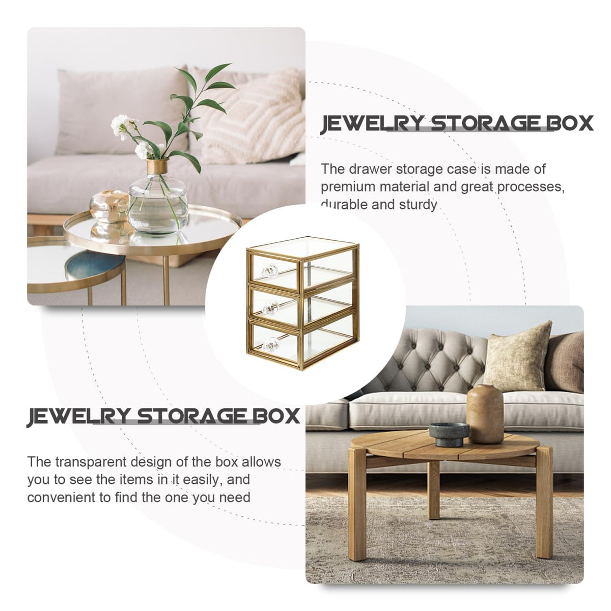 PRETYZOOM Drawer Jewelry Box Transparent Drawer Type Storage Box for Necklaces Makeup Cosmetics and Stationery Desktop O