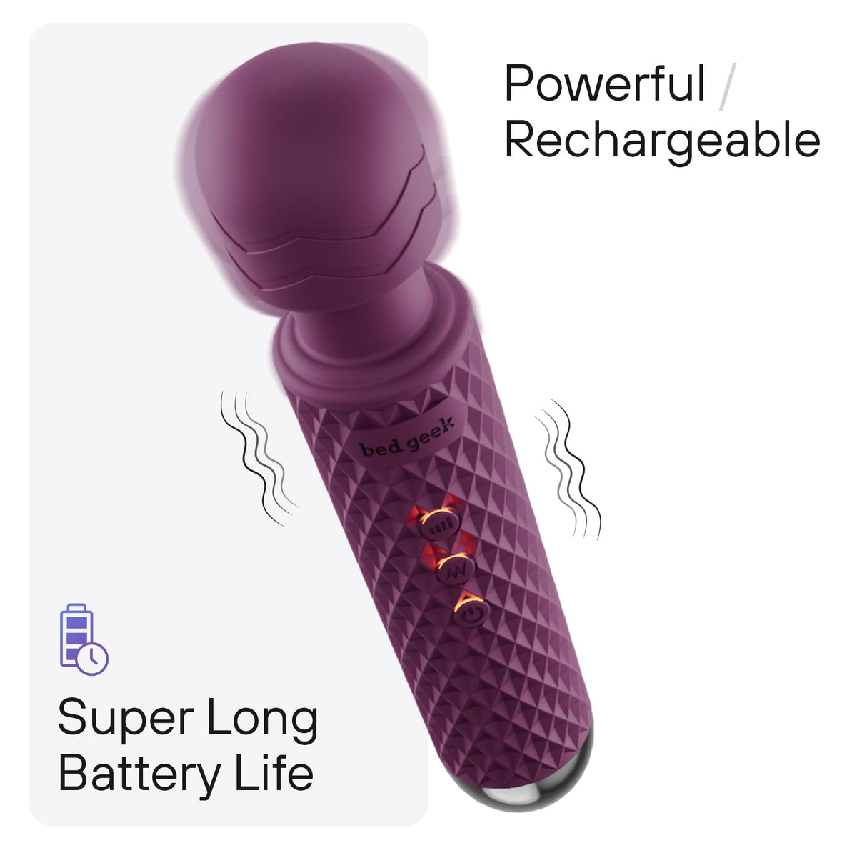 bed geek Handheld Personal Wand Massager Cordless Waterproof - bed geek Official Imagery - 4