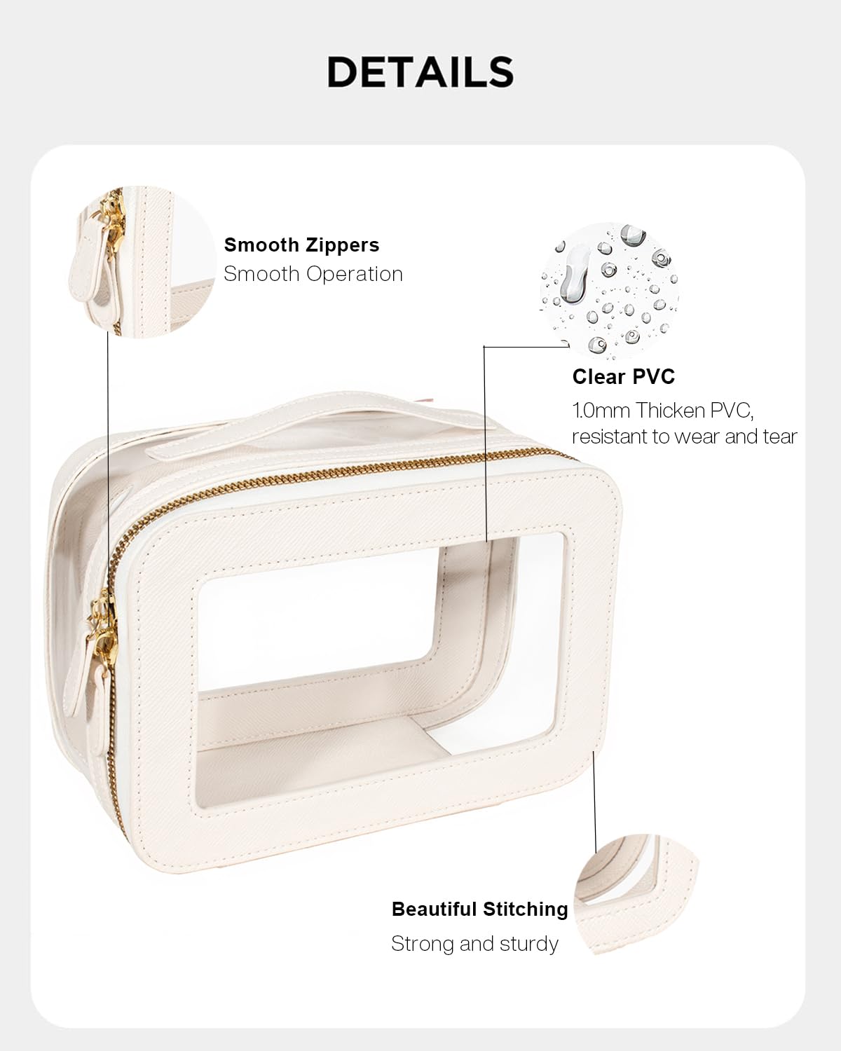 FFpaw Clear Makeup Bag Set, Travel Makeup Bag Small Portable Clear Makeup Pouch Cute Waterproof Cosmetic Case Zipper Mak